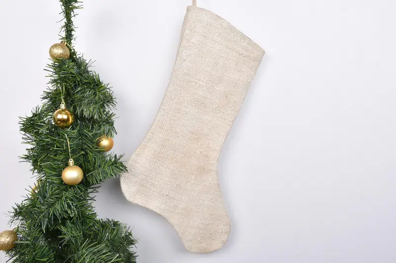 Patrón de adornos navideños festivos, calcetín navideño de 7 pulgadas de ancho