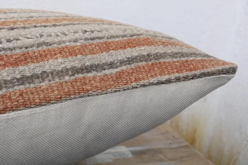 Turkish Kilim Pillow, Pillow Cover, One Of A Kind Cushion Case, 16x16 Beige Cushion Case, Throw Kilim Pillow, Kilim Cushion Sham - 6