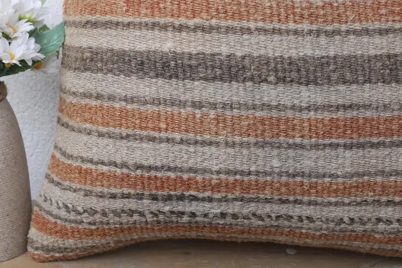 Turkish Kilim Pillow, Pillow Cover, One Of A Kind Cushion Case, 16x16 Beige Cushion Case, Throw Kilim Pillow, Kilim Cushion Sham - 3