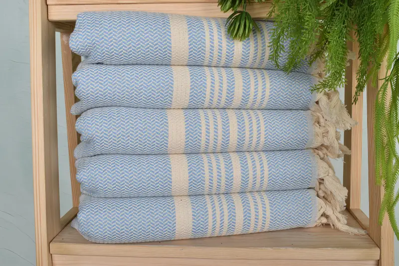 Personalized Baby Blue Cotton Dish Towel, Monogrammed, 18x40 Inches