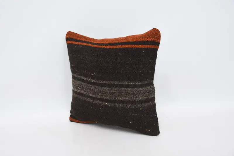 Kilim Cushion Sham, Handmade Kilim Cushion, 12x12 Brown Cushion, Boho Pillow Sham Cover, Luxury Pillow Cover, Pillow Sham - 4