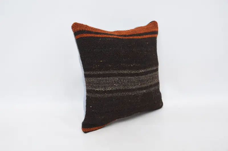 Kilim Cushion Sham, Handmade Kilim Cushion, 12x12 Brown Cushion, Boho Pillow Sham Cover, Luxury Pillow Cover, Pillow Sham - 3