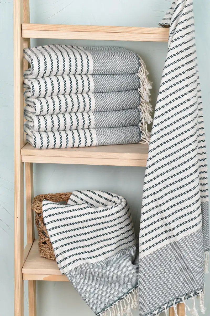 Sand-resistant Turkish towel for the beach, Turkish beach towel, Family Gift, Turkish bath towel, 76x40 Cotton Striped Towel, Quick-dry peshtemal - 3