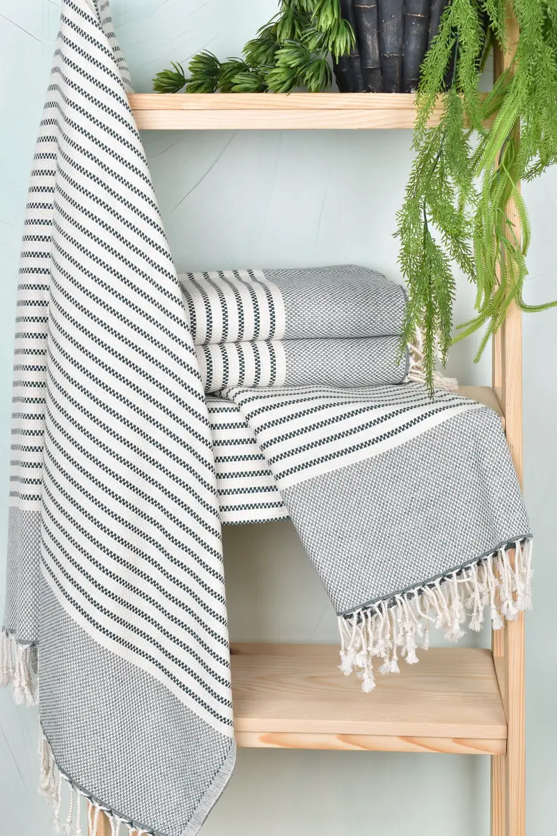 Sand-resistant Turkish towel for the beach, Turkish beach towel, Family Gift, Turkish bath towel, 76x40 Cotton Striped Towel, Quick-dry peshtemal - 6