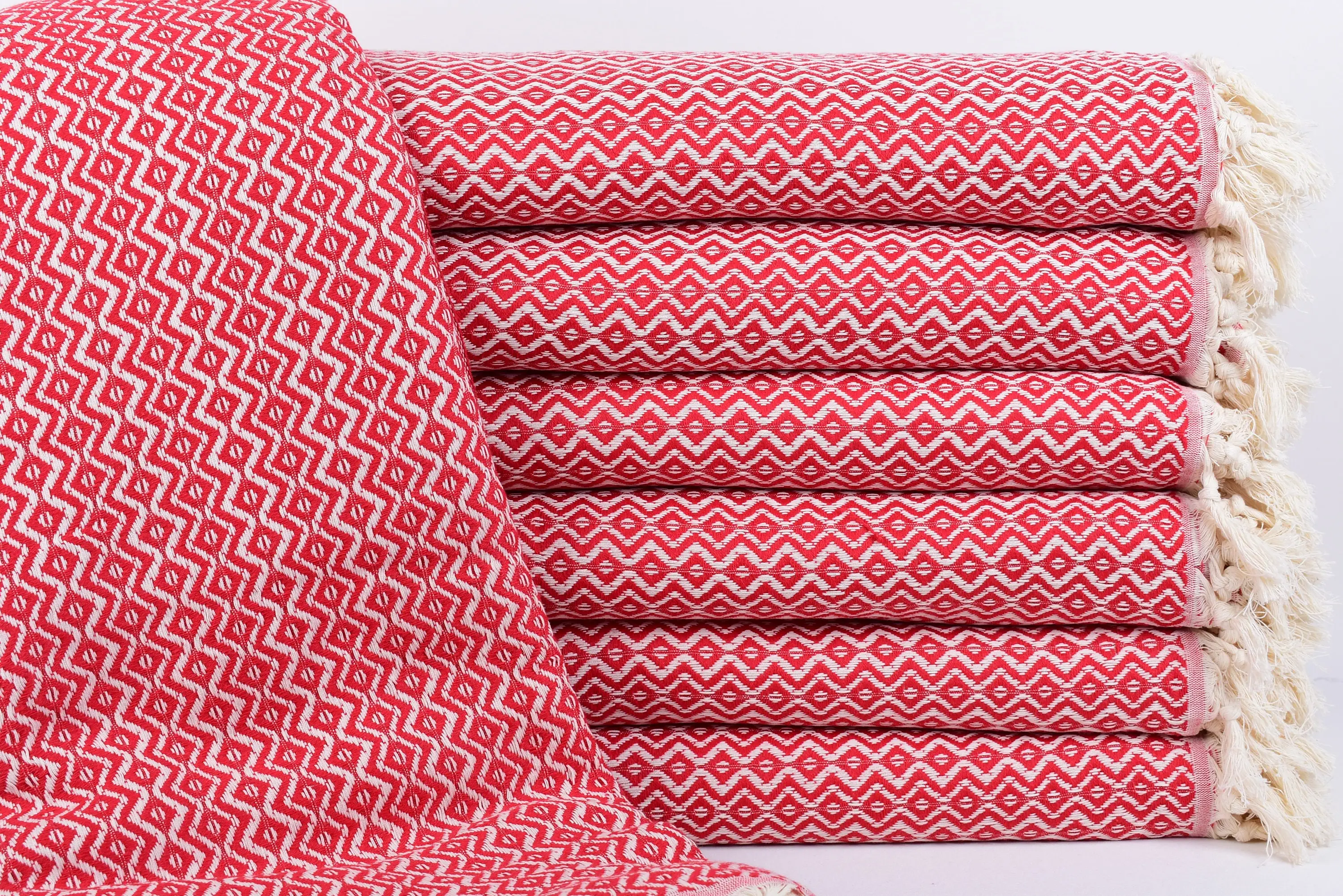 Bridesmaid Favors Red Diamond Blanket, 95x79 Inches, Organic Cotton - 1