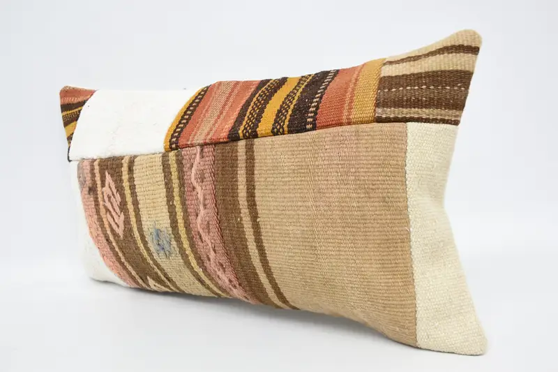 Handwoven Pillow Cover Pillow Sham, Vintage Cushion Cover, Pillow Sham, Antique Pillows, Boho Pillow, Kilim Cushion Sham, 12x24 Brown Pillow Case - 4