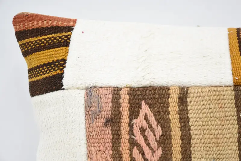 Handwoven Pillow Cover Pillow Sham, Vintage Cushion Cover, Pillow Sham, Antique Pillows, Boho Pillow, Kilim Cushion Sham, 12x24 Brown Pillow Case - 2