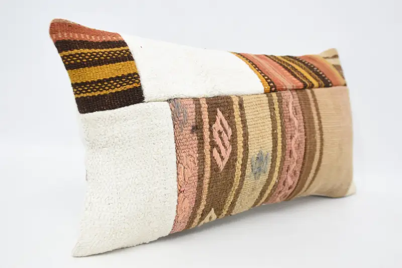 Handwoven Pillow Cover Pillow Sham, Vintage Cushion Cover, Pillow Sham, Antique Pillows, Boho Pillow, Kilim Cushion Sham, 12x24 Brown Pillow Case - 3