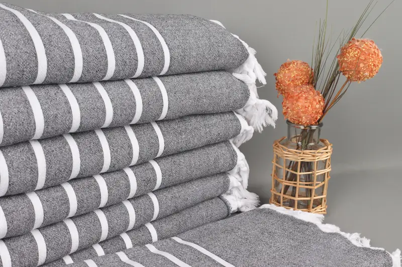 Toptan Türk Banyo Havlusu Organik Pamuk Siyah, Bej, 40x63 İnç