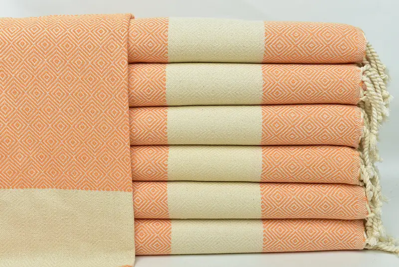 カスタマイズされたティータオル オレンジ ダイヤモンド、20x40 インチ、トルコ綿
