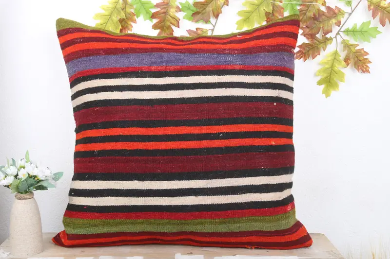 Cushion Cover, Sofa Pillow Sham, Kilim Pillow, 24x24 Red Cushion, Interior Designer Pillow, Ikat Cushion Cover, Home Decor Pillow - 2