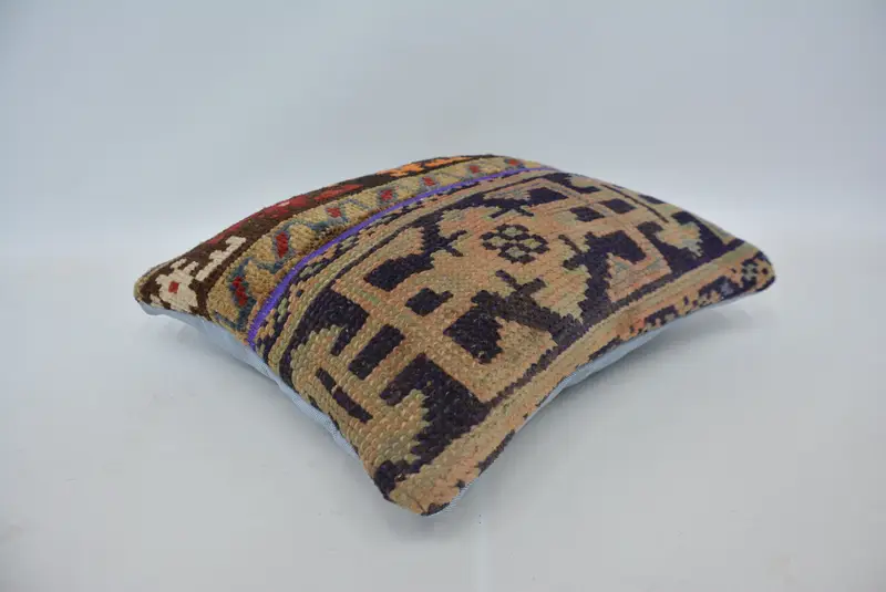 Kilim Pillow, Interior Designer Pillow, 16x16 Orange Pillow Cover, Kilim Pillow Cover, Anatolian Pillow Cover, Cotton Pillow Sham, Pillow Cover - 6