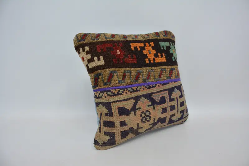 Kilim Pillow, Interior Designer Pillow, 16x16 Orange Pillow Cover, Kilim Pillow Cover, Anatolian Pillow Cover, Cotton Pillow Sham, Pillow Cover - 3