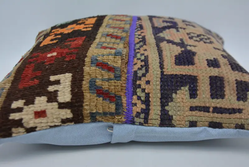 Kilim Pillow, Interior Designer Pillow, 16x16 Orange Pillow Cover, Kilim Pillow Cover, Anatolian Pillow Cover, Cotton Pillow Sham, Pillow Cover - 5