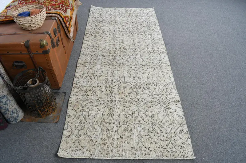 ベージュ & ブラウン パッチワーク ラグ 3x6.9 フィート シックな装飾