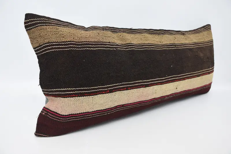 Shabby Chic Pillow Cover, Home Decor Pillow, Handmade Cushion, Pillow, Ethnical Kilim Rug Pillow, Kilim Pillow Cover, 16x36 Brown Cushion - 3
