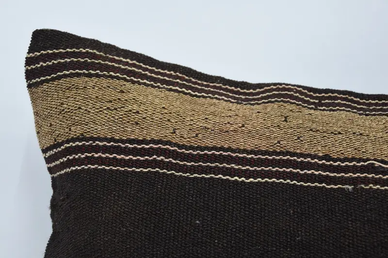Shabby Chic Pillow Cover, Home Decor Pillow, Handmade Cushion, Pillow, Ethnical Kilim Rug Pillow, Kilim Pillow Cover, 16x36 Brown Cushion - 2