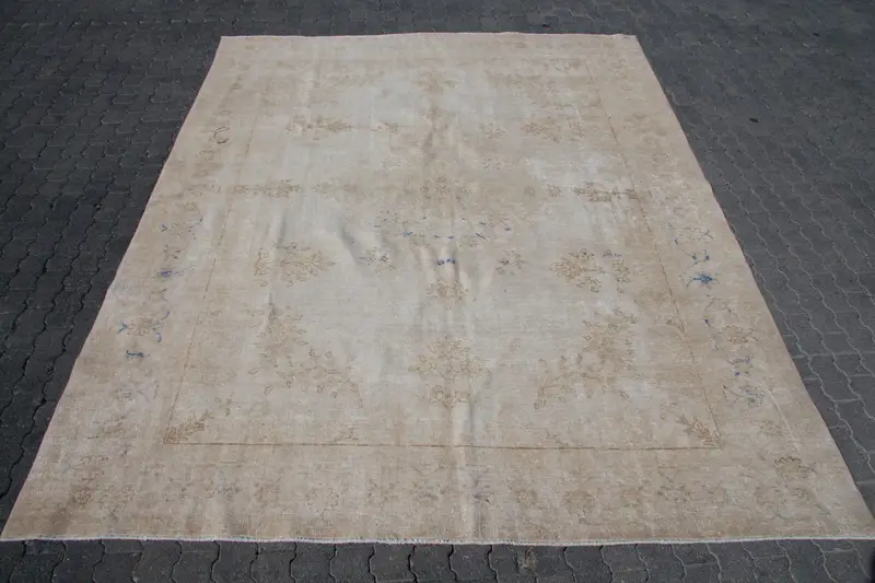 8,5 x 12,6 Fuß türkischer Teppich, Oushak-Teppich, brauner Ombré-Teppich aus Wolle - 1