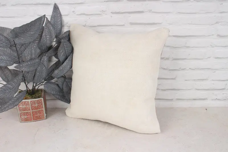 Boho Pillow Sham Cover, Handmade Throw Cushion, Kilim Pillow, Pillow, 18x18 White Pillow Case, Authentic Cushion Case, Home Decor Pillow - 4