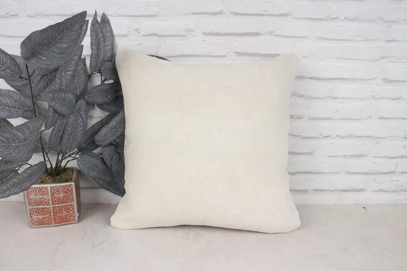 Boho Pillow Sham Cover, Handmade Throw Cushion, Kilim Pillow, Pillow, 18x18 White Pillow Case, Authentic Cushion Case, Home Decor Pillow - 1