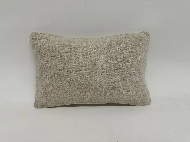 Kilim Cushion Sham, Turkish Kilim Pillow, 12x20 White Cushion Cover, Throw Kilim Pillow, Pillow Sham, Decorative Bolster Cushion - 1