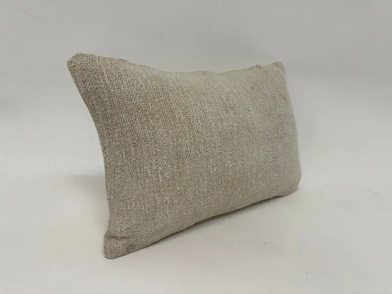 Kilim Cushion Sham, Turkish Kilim Pillow, 12x20 White Cushion Cover, Throw Kilim Pillow, Pillow Sham, Decorative Bolster Cushion - 3