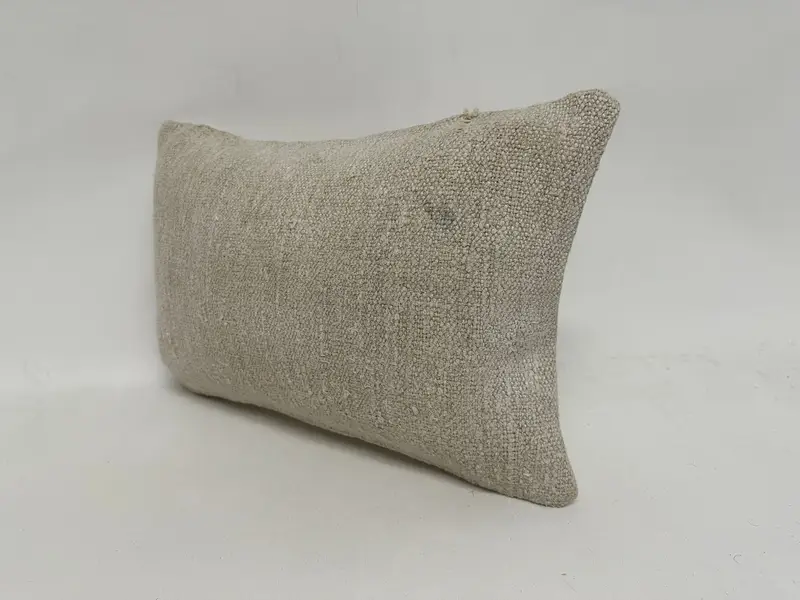 Kilim Cushion Sham, Turkish Kilim Pillow, 12x20 White Cushion Cover, Throw Kilim Pillow, Pillow Sham, Decorative Bolster Cushion - 4