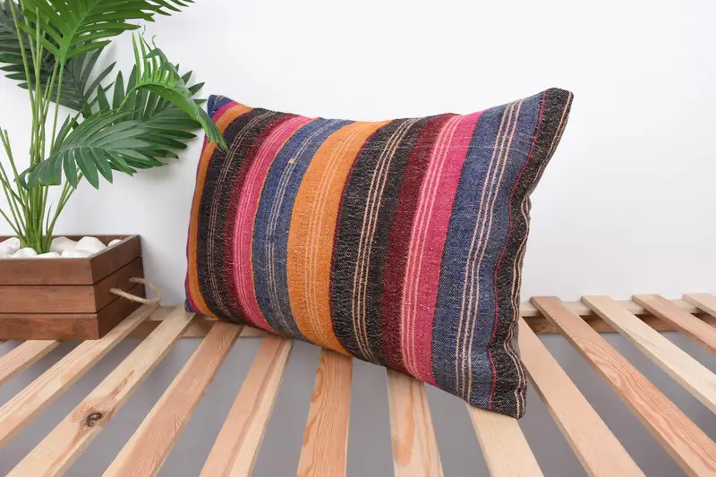 Antique Pillows, Morroccon Kilim Cushion Pillow Cover, Vintage Pillow, 16x24 Red Pillow, Pillow Case, Vintage Kilim Pillow, Armchair Pillow Case - 5