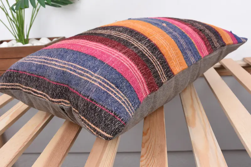 Antique Pillows, Morroccon Kilim Cushion Pillow Cover, Vintage Pillow, 16x24 Red Pillow, Pillow Case, Vintage Kilim Pillow, Armchair Pillow Case - 6