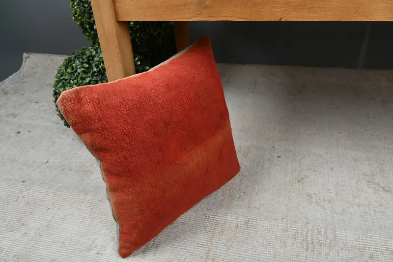 Throw Kilim Pillow, Gift Pillow, Ethnic Throw Cushion Cover, 14x14 Red Cushion Cover, Neutral Pillow, Vintage Kilim Throw Pillow, Cushion Cover - 7
