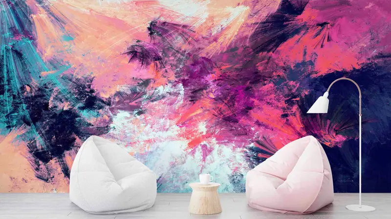 Elegante rosa moderne abstrakte bedruckte Tapete für zeitgenössische Räume