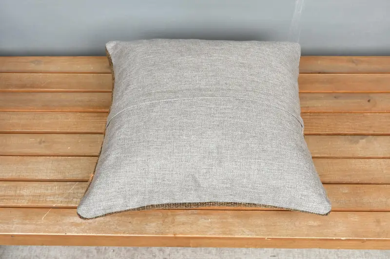 Accent Pillow Sham, Cushion Case, Pillow for Couch, Handmade Kilim Cushion, Vintage Pillow, 18x18 Brown Pillow Cover - 5