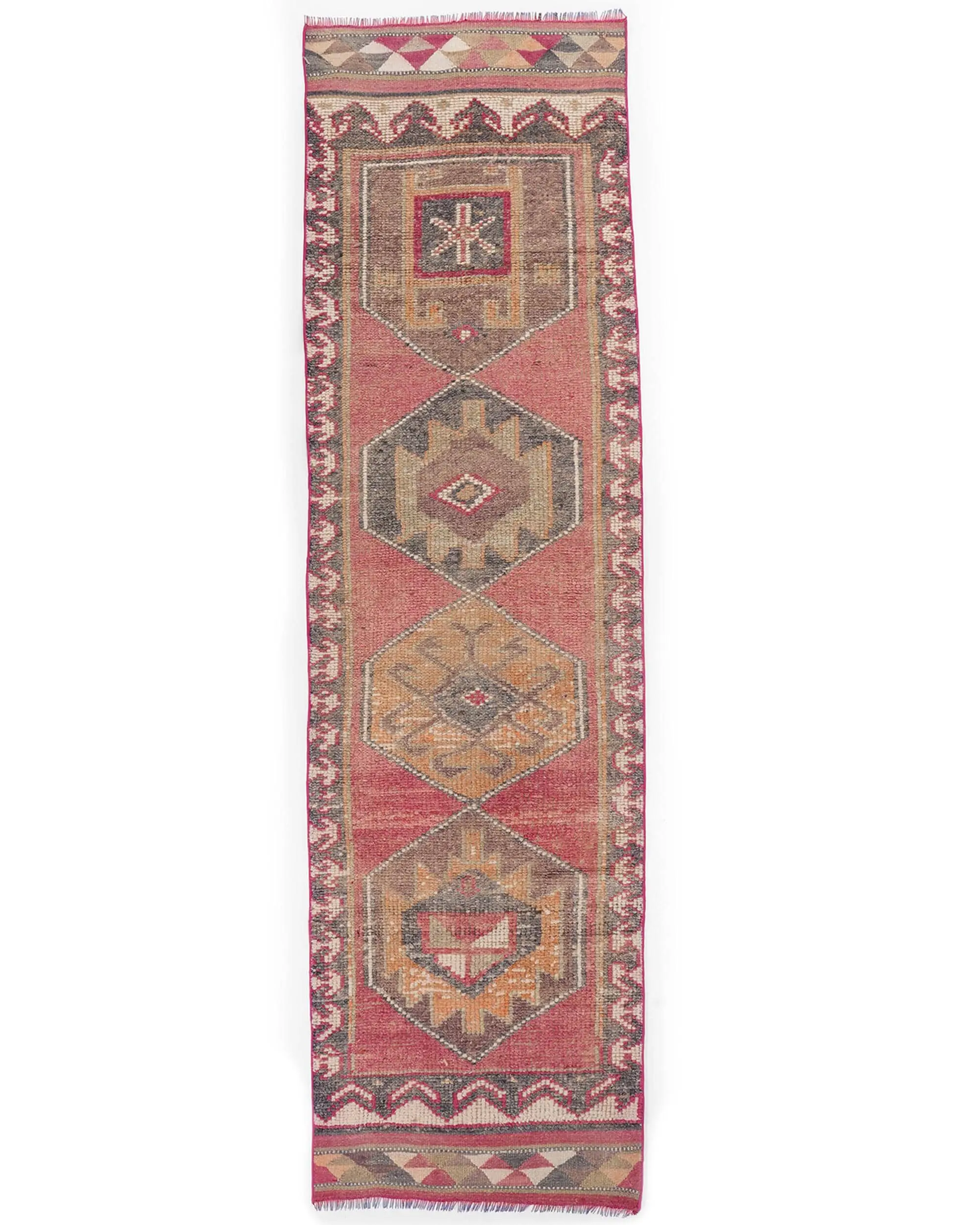 2.6x9.7 ft Turkish Vintage Rug, Runner Rug, Herki Red Wool Rug - 1