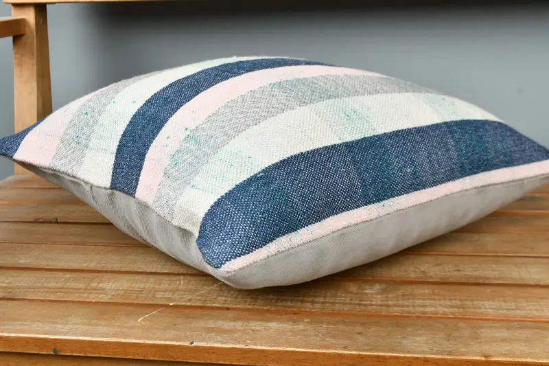 16x16 Blue Pillow, Farmhouse Pillow Cover, Wool Kilim Pillow Cushion, Boho Pillow, Kilim Pillow Cover, Pillow Sham, Turkish Pillow - 3
