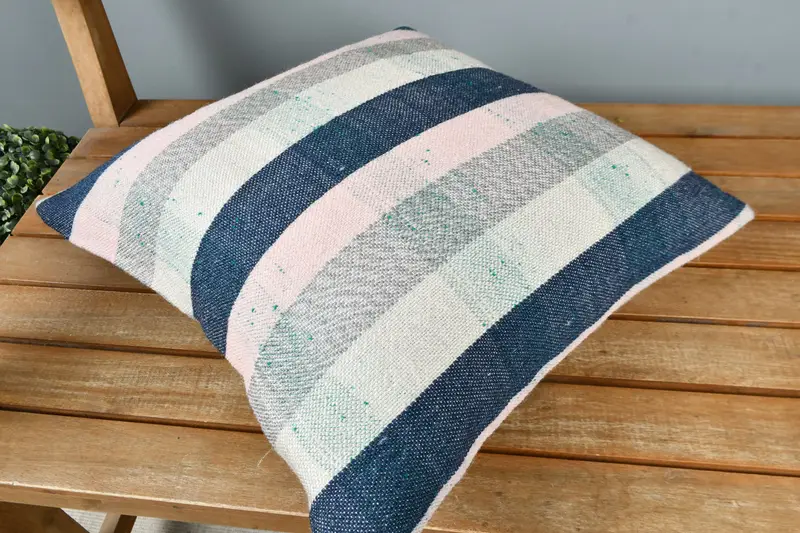 16x16 Blue Pillow, Farmhouse Pillow Cover, Wool Kilim Pillow Cushion, Boho Pillow, Kilim Pillow Cover, Pillow Sham, Turkish Pillow - 2