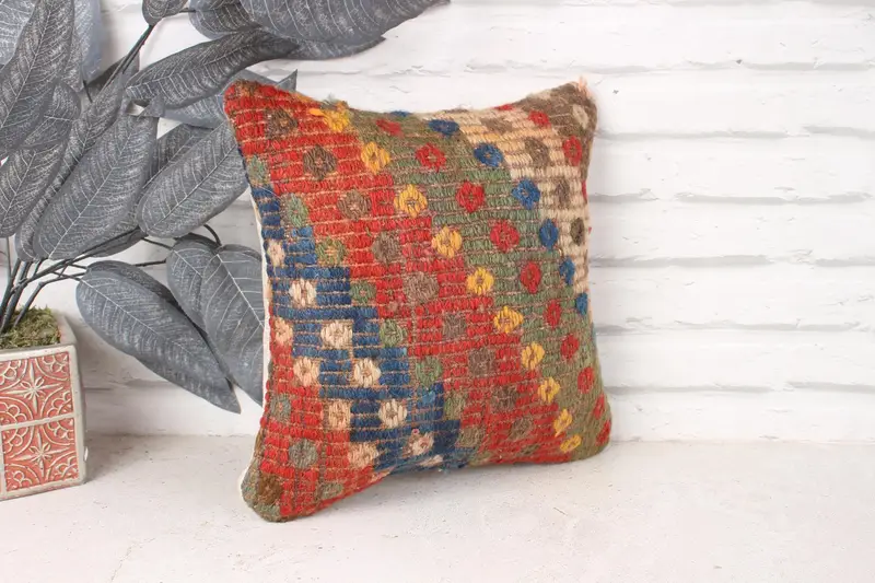 Sustainable Pillow Case, 12x12 Red Pillow Cover, Gift Pillow, Outdoor Patio Cushion Cover, Boho Pillow Sham Cover, Cushion Cover, Pillow for Couch - 3