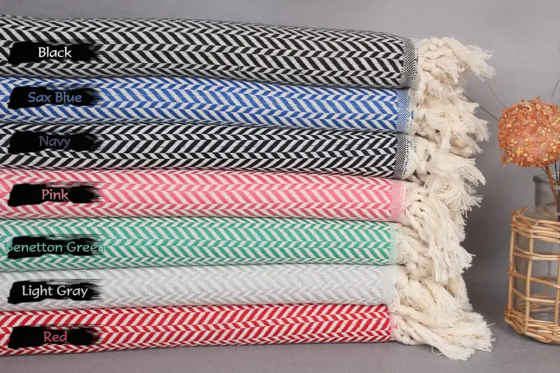 Travel Towel Organic Cotton Chevron Beige, 40x71 Inches