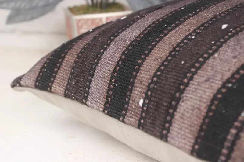 Turkish Kilim Pillow, Handmade Rug Seat Cushion Cover, Ethnical Kilim Rug Pillow, Vintage Kilim Throw Pillow, 16x16 Gray Cushion Cover, Pillow Sham - 7