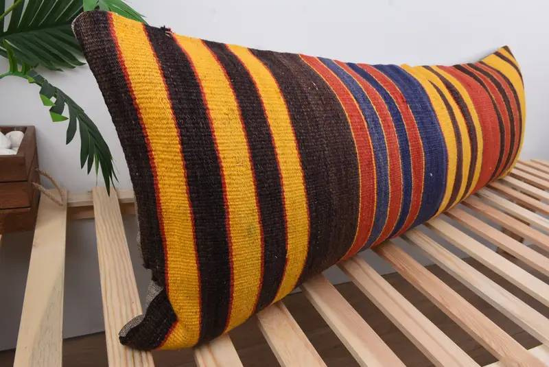 Turkish Kilim Pillow, Handmade Pillow Cover, Home Decor Pillow, Ethnic Pillow Case, Boho Pillow, Pillow Cover, 16x48 Brown Pillow Sham - 4