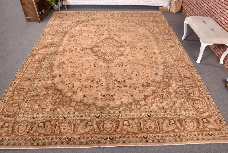 Turuncu Soyut Halı, 9,3x12,6 ft Canlı Dekor