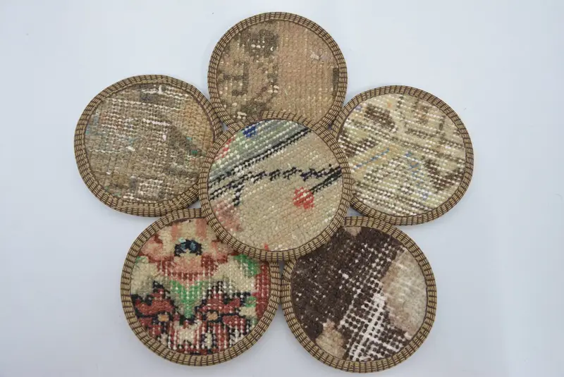 Posavasos bohemio beige y marrón, posavasos bohemio redondo