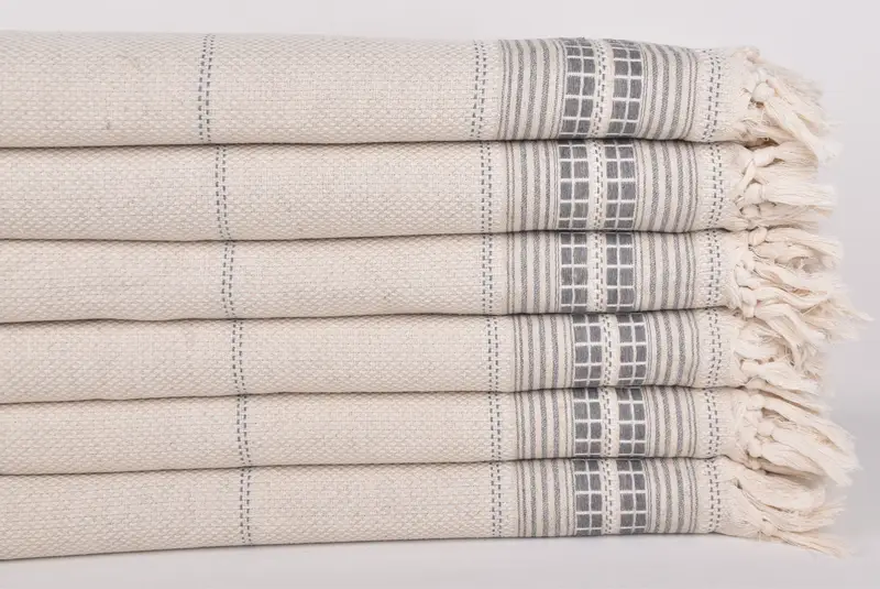 Wedding Favors, Turkish Cotton Throw Blanket, Xmas Gifts, 96x94 Linen Striped Towel, Best Friend Wedding Gift, Bedspread, Woven Throw Blanket - 3