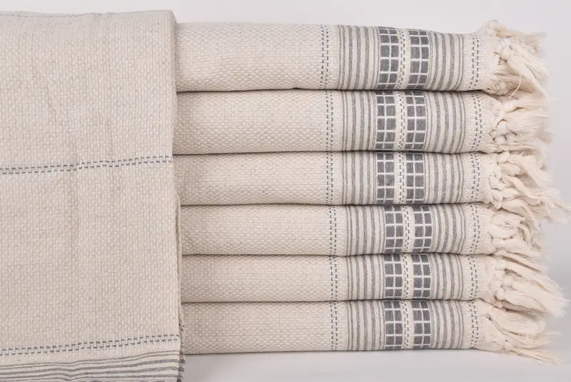 Wedding Favors, Turkish Cotton Throw Blanket, Xmas Gifts, 96x94 Linen Striped Towel, Best Friend Wedding Gift, Bedspread, Woven Throw Blanket - 1
