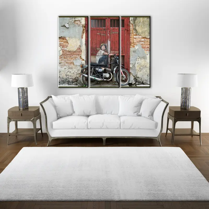 Boy on a Bike, Home Decor Canvas, Wall Art Canvas, Graffiti Photo Table, Wall Hanging Decor, Ride On Bike Canvas, Wall Art, Framed Painting, - 3