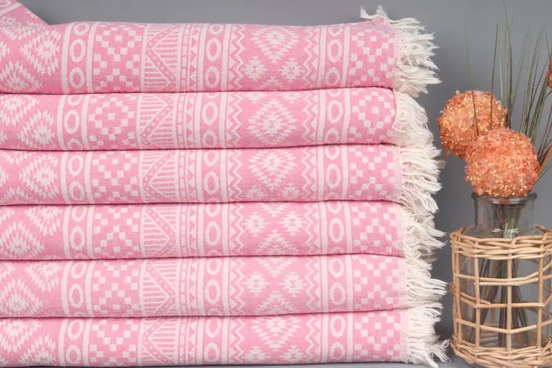 68x36 Cotton Geometric Towel, Custom Wedding Towel, Personalized Gifts, Bridesmaid Gifts, Quick-Dry Beach Towel, Christmas Favors, Custom Bath Towel - 3