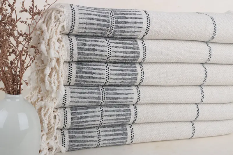 Turkish hand towel, 70x40 Linen Striped Towel, Gift For Him, Yoga Towel, Sand-free towel, Bridesmaid Favors, Antibacterial Turkish peshtemal towel - 2