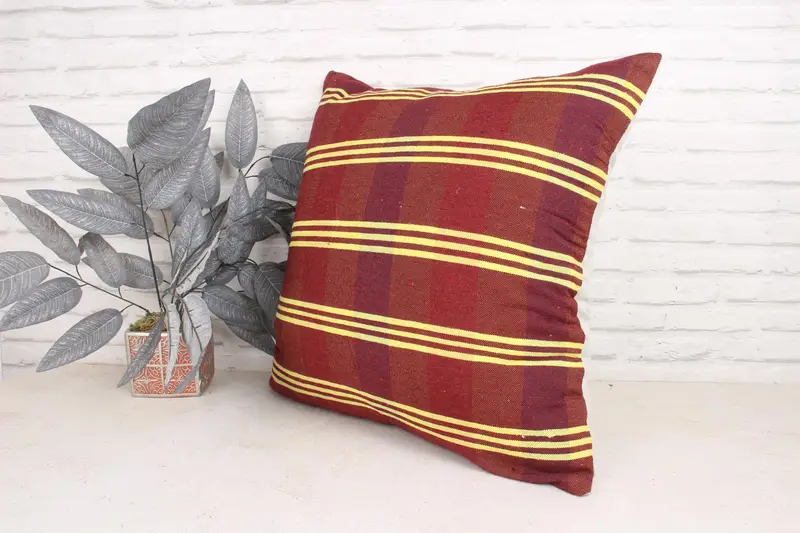 Handwoven Pillow Cover Pillow Case, Handmade Kilim Cushion, Turkish Pillow, Cushion Cover, 24x24 Red Cushion, Seat Pillow, Home Decor Pillow - 4