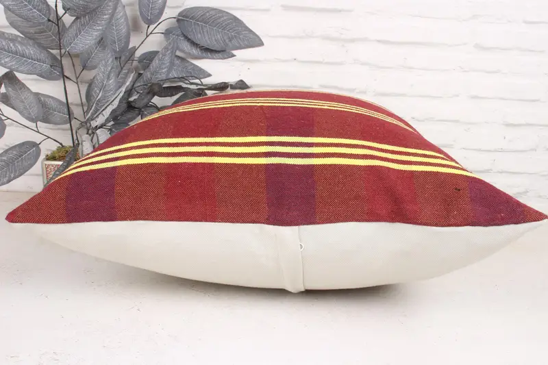 Handwoven Pillow Cover Pillow Case, Handmade Kilim Cushion, Turkish Pillow, Cushion Cover, 24x24 Red Cushion, Seat Pillow, Home Decor Pillow - 5
