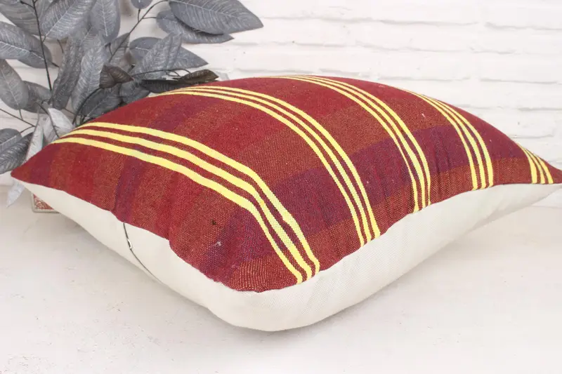 Handwoven Pillow Cover Pillow Case, Handmade Kilim Cushion, Turkish Pillow, Cushion Cover, 24x24 Red Cushion, Seat Pillow, Home Decor Pillow - 6