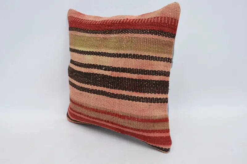 Vintage Kilim Pillow, 14x14 Red Cushion Case, Antique Pillows, Pillow Case, Vintage Kilim Throw Pillow, Authentic Cushion Cover - 4